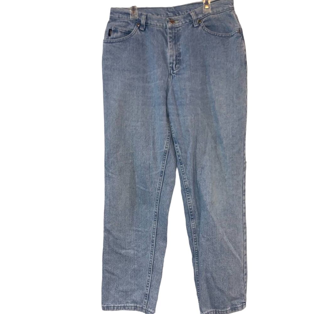 Chic Vintage Jeans 12 Petite 32 Waist High Rise Straight‎ Leg Light Wash Mom